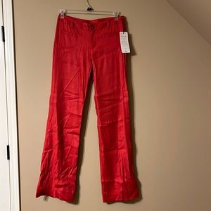 Cabi red linen pants